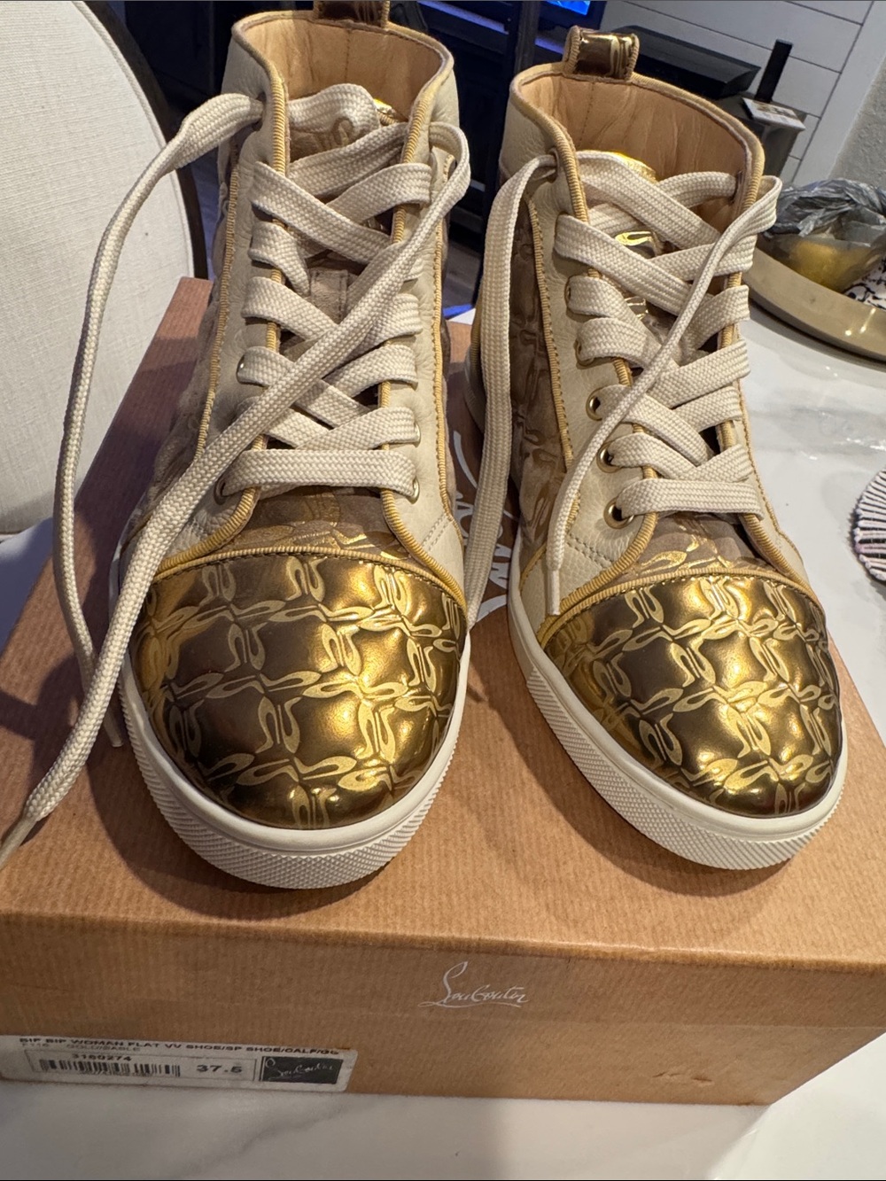 Christian Louboutin  Women's High-Top Sneakers Gold